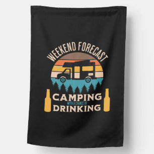 Beer Camping With Beer Birthday House Flag