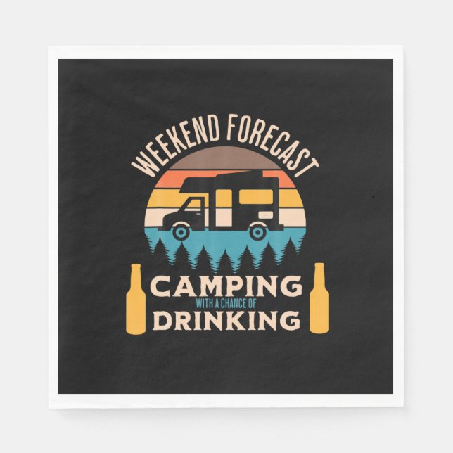 Beer Camping With Beer Birthday Napkins (Front)