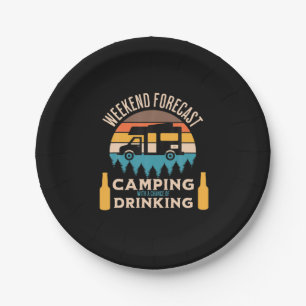 Beer Camping With Beer Birthday Paper Plates