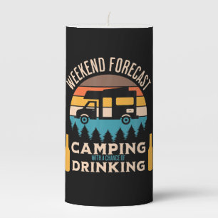 Beer Camping With Beer Birthday Pillar Candle