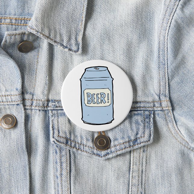 Beer Can Illustration Retro Beer Lover Design  Button (Creator Uploaded)