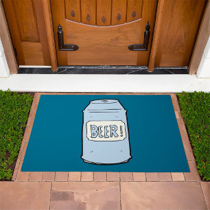 Beer Can Illustration Retro Beer Lover Design Doormat