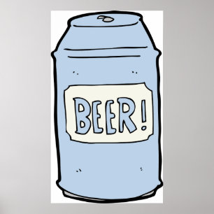 Beer Can Illustration Retro Beer Lover Design Poster