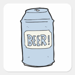 Beer Can Illustration Retro Beer Lover Design Square Sticker