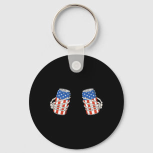 Beer Can Skeleton Hand Funny 4th Of July American Keychain