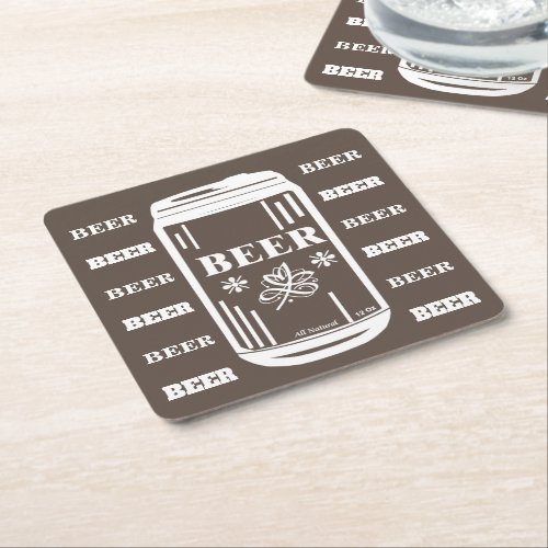 Beer Can  Square Paper Coaster