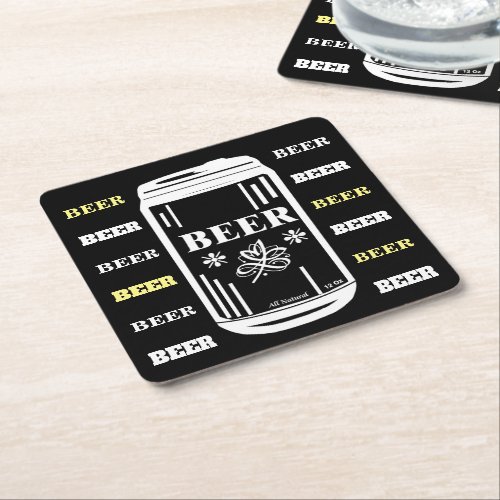 Beer Can  Square Paper Coaster