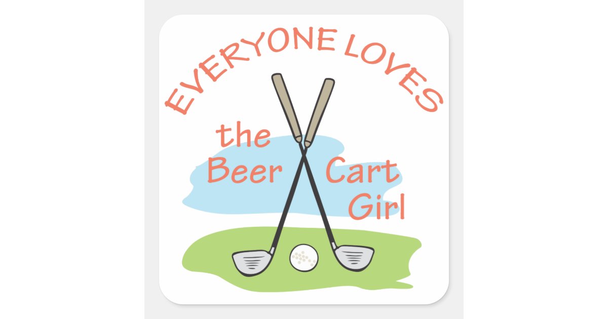 Beer Cart Girl Square Sticker Zazzle