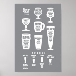 Beer Cheat Sheet Poster Grey Reversed