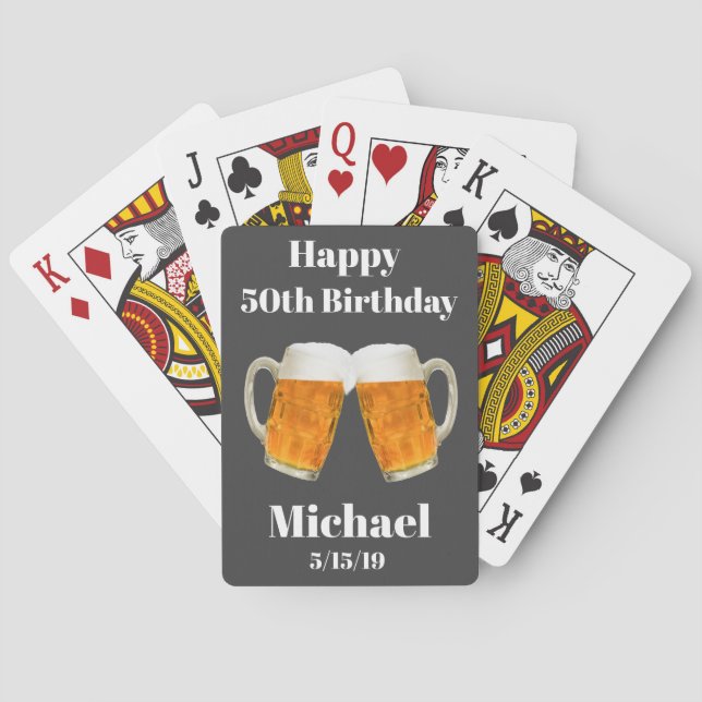 Beer Cheers 50th Birthday Gift Poker Cards (Back)