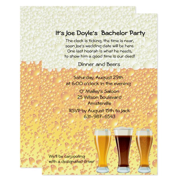 Beer Cheers Bachelor Party Invitation