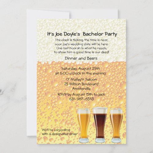 Beer Cheers Bachelor Party Invitation