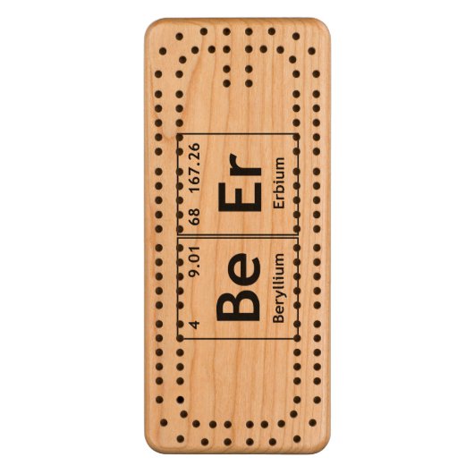BeEr Chemistry Periodic Table Element Symbols Word Wood Cribbage Board (Front Vertical)