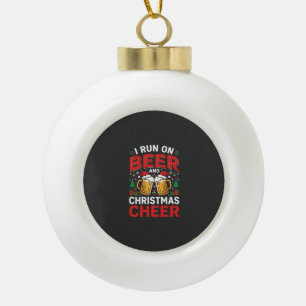 Beer Christmas Cheer Holiday Drinking Ceramic Ball Christmas Ornament