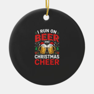Beer Christmas Cheer Holiday Drinking Ceramic Ornament