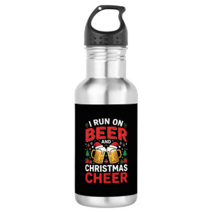 Beer Christmas Cheer Holiday Drinking Stainless Steel Water Bottle