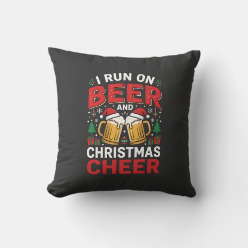 Beer Christmas Cheer Holiday Drinking Throw Pillow