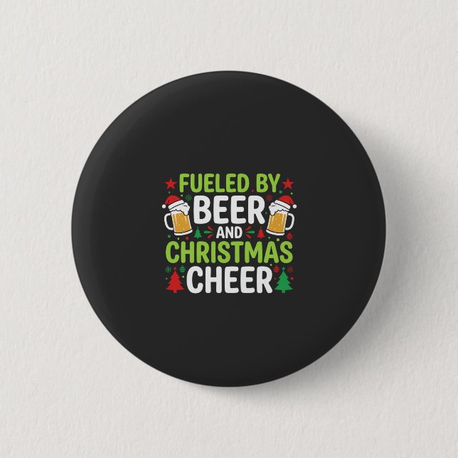 Beer Christmas Cheer Holiday Drinking Vector Button (Front)