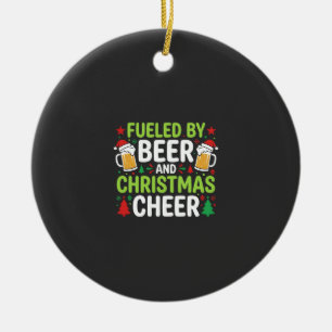 Beer Christmas Cheer Holiday Drinking Vector Ceramic Ornament