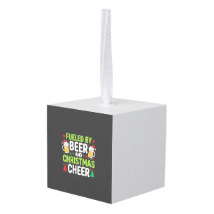 Beer Christmas Cheer Holiday Drinking Vector Cube Ornament