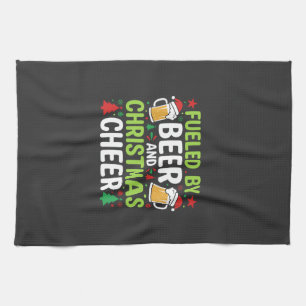 Beer Christmas Cheer Holiday Drinking Vector Kitchen Towel