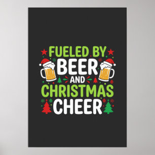 Beer Christmas Cheer Holiday Drinking Vector Poster