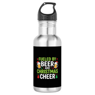 Beer Christmas Cheer Holiday Drinking Vector Stainless Steel Water Bottle