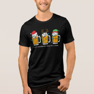 Beer Christmas Lights Funny Festive Holiday Tri-Blend Shirt
