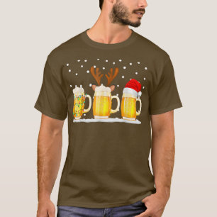 Beer Christmas Mug Santa Reinbeer Xmas lights  T-Shirt