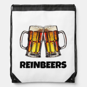 Beer Christmas Reinbeers Drawstring Bag
