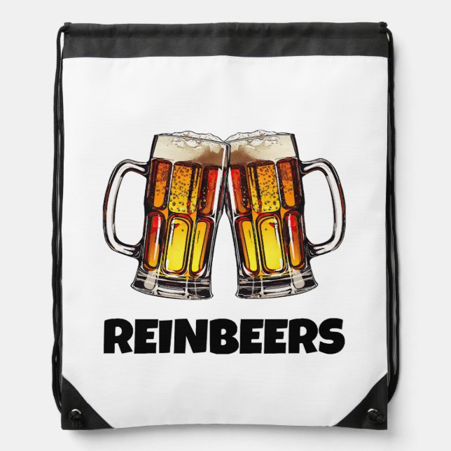Beer Christmas Reinbeers Drawstring Bag (Front)