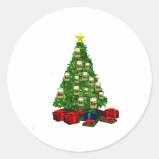Beer Christmas tree Classic Round Sticker