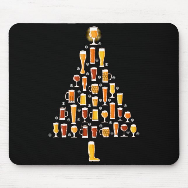 Beer Christmas Tree Men Women Beer Ugly Christmas  Mouse Pad (Front)