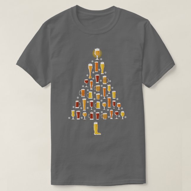 Beer Christmas Tree T-Shirt (Design Front)