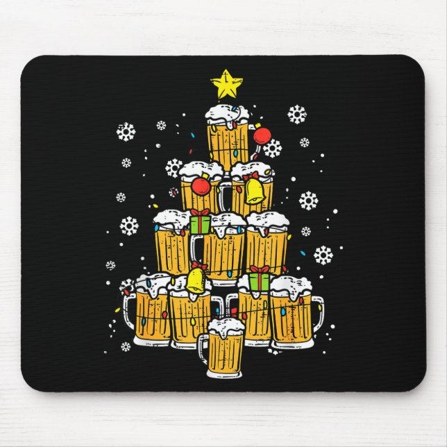 Beer Christmas Tree Xmas Brew Dad Men  Mouse Pad (Front)