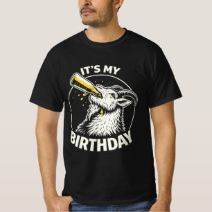 Beer Chugging Goat It's My Birthday T-Shirt