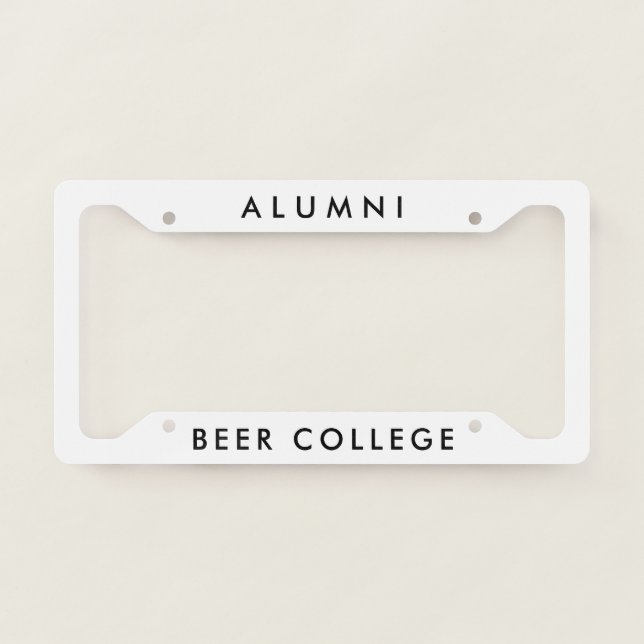 Beer College Alumni License Plate Frame (Front)