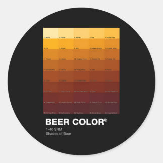 Beer Color 1-40 Srm Shades Of Beer Classic Round Sticker