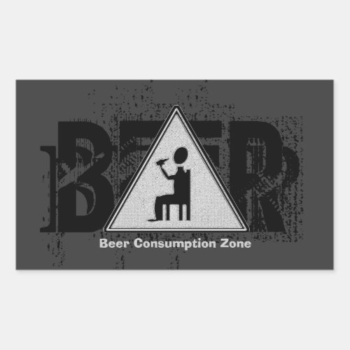 Beer Consumption Zone Black  White 2 Rectangular Sticker