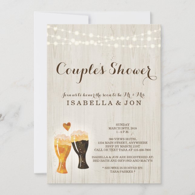 Beer Couple Shower Invitation Bridal Wedding Baby (Front)