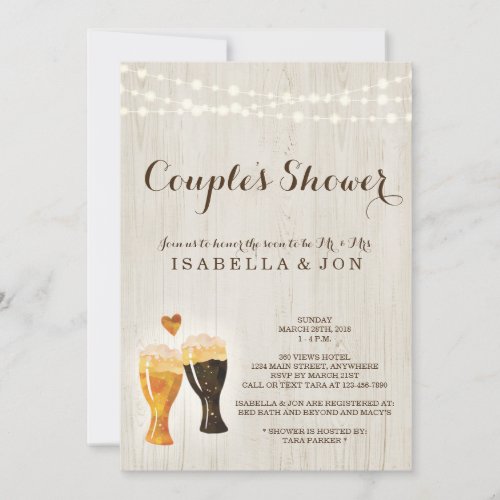 Beer Couple Shower Invitation Bridal Wedding Baby