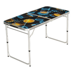 Beer Cups Blue Glow Pong Table