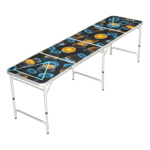 Beer Cups Blue Glow Pong Table
