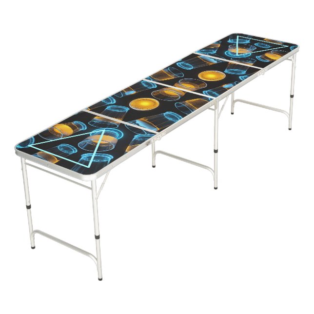 Beer Cups Blue Glow Pong Table (Angled)