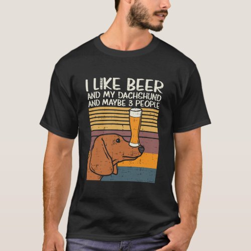 Beer Dachshund 3 People Animal Pet Weiner Dog Drin T_Shirt