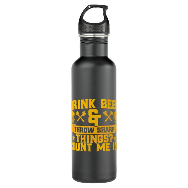 Beer Darts Drink Beer Throw Sharp Things Dart Play Stainless Steel Water Bottle (Front)