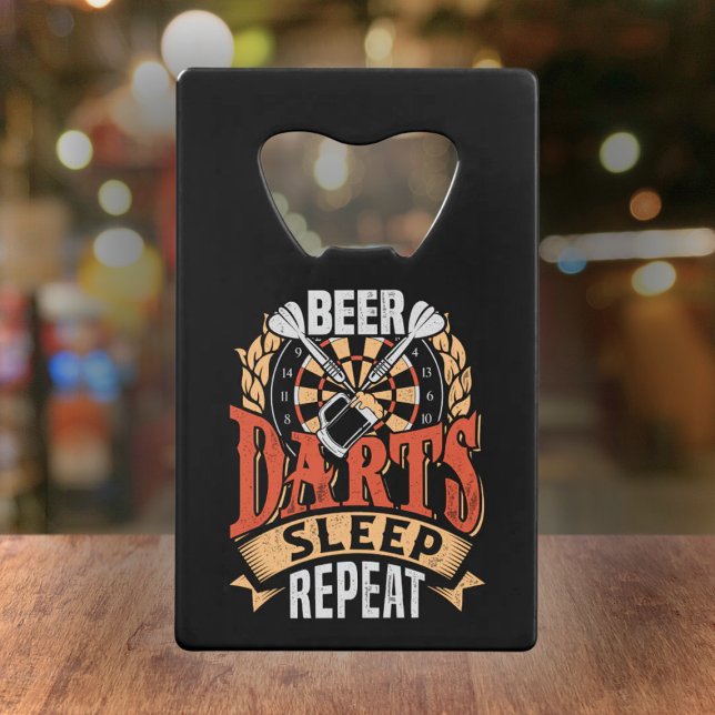 Beer Darts Sleep Repeat - Dart Player Credit Card Bottle Opener (Creator Uploaded)
