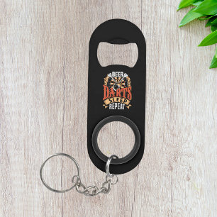 Beer Darts Sleep Repeat - Dart Player Keychain Bottle Opener
