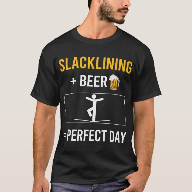 Beer Day Slacklining Slackline Slackliner T-Shirt (Front)