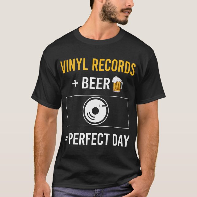 Beer Day Vinyl Record Records T-Shirt (Front)